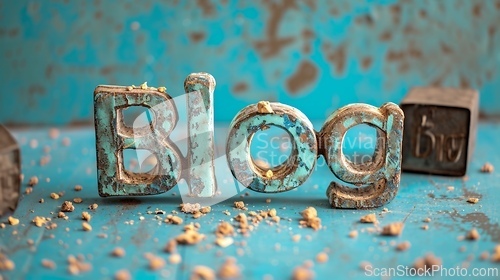 Image of Aquamarine Crystal Blog concept creative art poster.