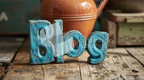 Image of Aquamarine Crystal Blog concept creative art poster.