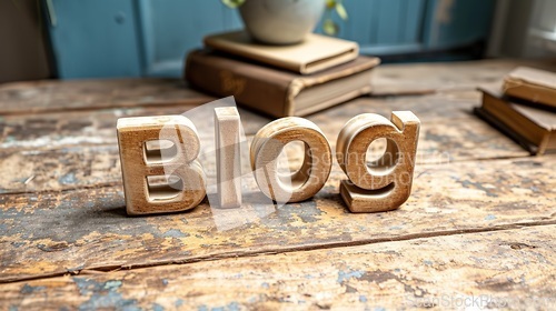 Image of Beige Blog concept creative art poster.