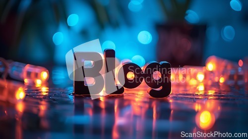 Image of Black LED Blog concept creative art poster.