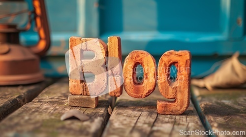 Image of Brick Blog concept creative art poster.