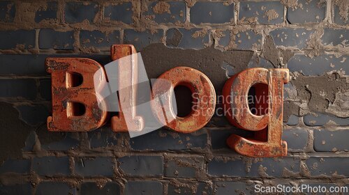Image of Brick Blog concept creative art poster.