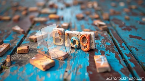 Image of Brick Blog concept creative art poster.