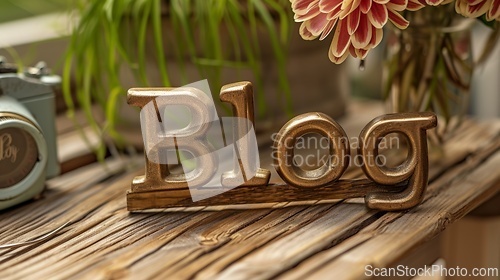 Image of Bronze Blog concept creative art poster.