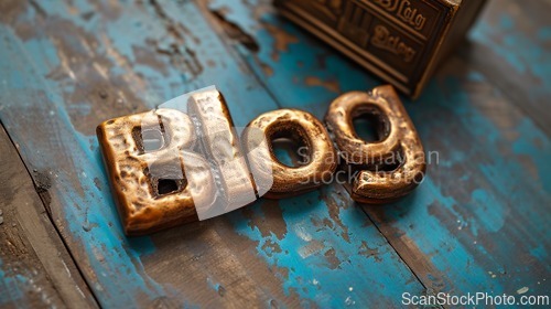 Image of Bronze Blog concept creative art poster.