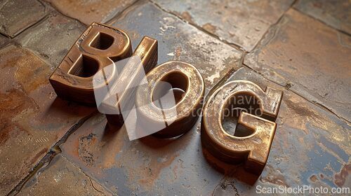 Image of Bronze Blog concept creative art poster.