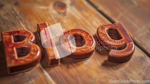 Image of Brown Glossy Surface Blog concept creative art poster.
