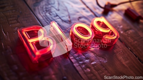Image of Brown LED Blog concept creative art poster.