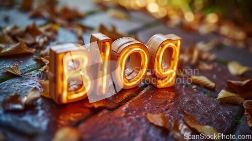Image of Brown LED Blog concept creative art poster.