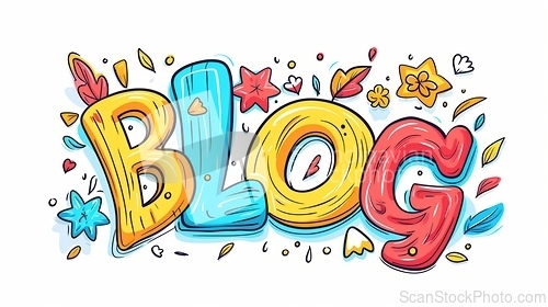 Image of The word Blog created in Cartoon Illustration.