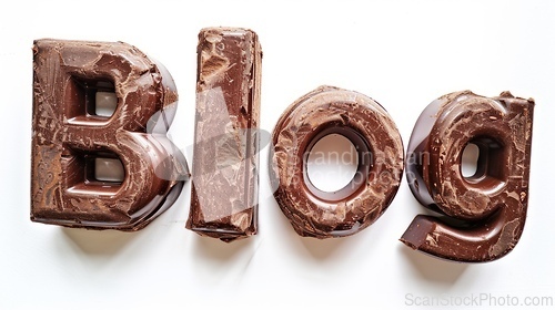 Image of The word Blog created in Chocolate Typography.