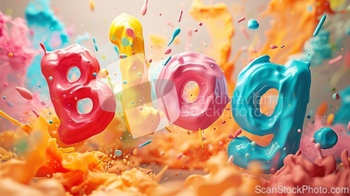 Image of Colorful Blog concept creative art poster.