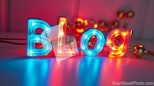Image of Colorful LED Blog concept creative art poster.