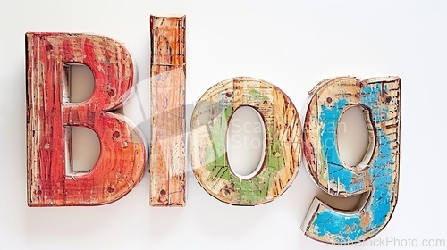 Image of The word Blog created in Collage Typography.