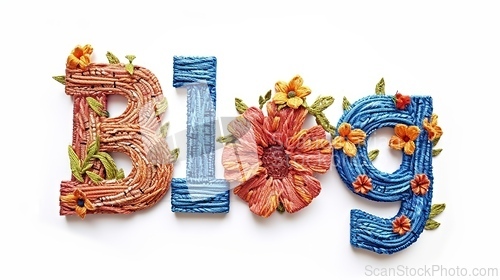 Image of The word Blog created in Embroidery Lettering.