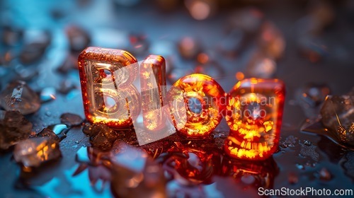 Image of Fire Opal Crystal Blog concept creative art poster.