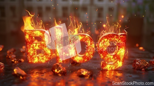 Image of Fire Opal Crystal Blog concept creative art poster.