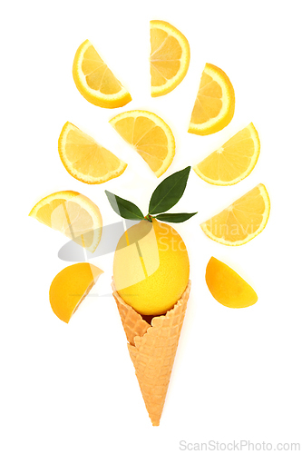 Image of Surreal Ice Cream Cone with Healthy Lemon Fruit