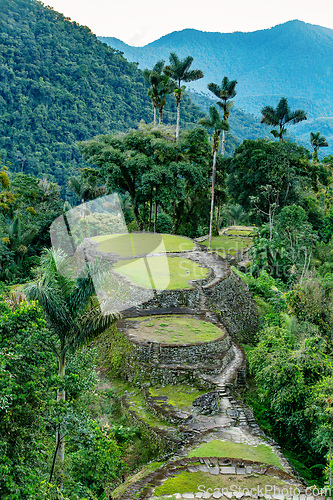 Image of Ciudad Perdida, ancient ruins in Sierra Nevada mountains. Santa Marta, Colombia wilderness