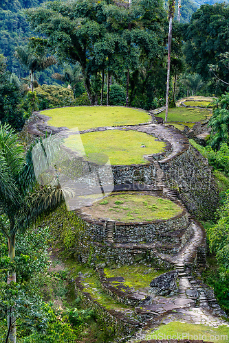 Image of Ciudad Perdida, ancient ruins in Sierra Nevada mountains. Santa Marta, Colombia wilderness