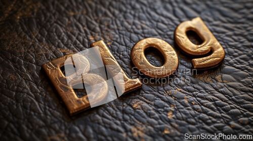Image of Glossy Leather Blog concept creative art poster.