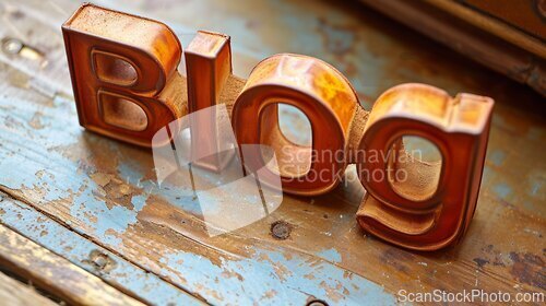 Image of Glossy Leather Blog concept creative art poster.