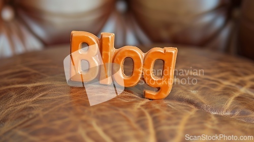 Image of Glossy Leather Blog concept creative art poster.