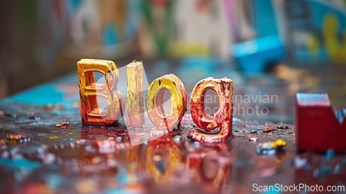 Image of Glossy Surface Blog concept creative art poster.
