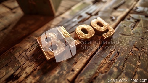 Image of Golden Blog concept creative art poster.