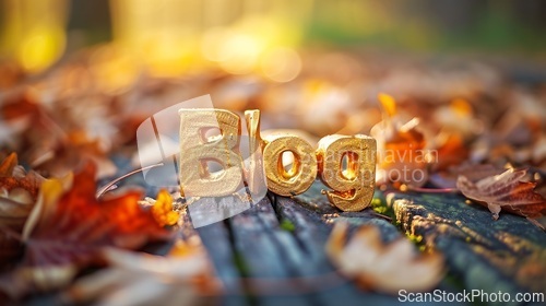 Image of Golden Blog concept creative art poster.