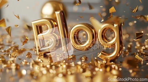 Image of Golden Blog concept creative art poster.