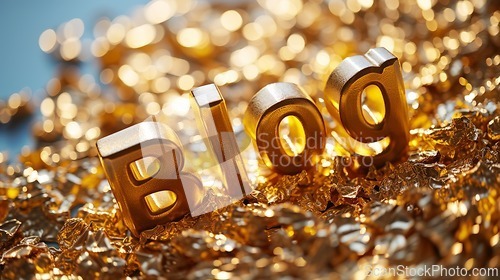 Image of Golden Blog concept creative art poster.