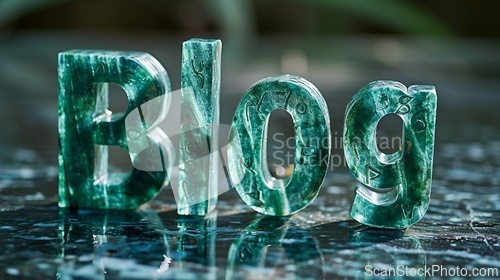 Image of Green Marble Blog concept creative art poster.