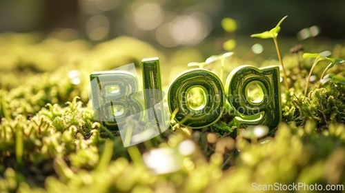 Image of Green Glossy Surface Blog concept creative art poster.