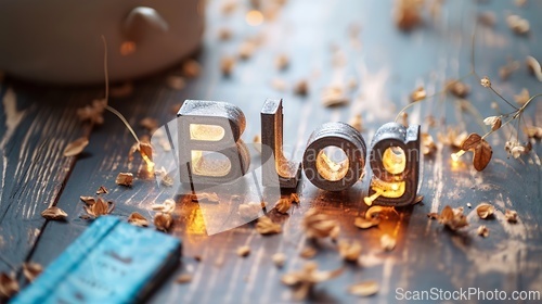 Image of Grey LED Blog concept creative art poster.