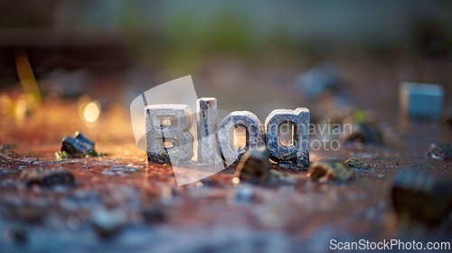 Image of Grey Marble Blog concept creative art poster.