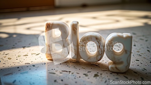 Image of Grey Marble Blog concept creative art poster.