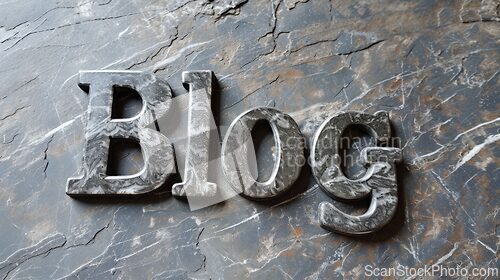 Image of Grey Marble Blog concept creative art poster.