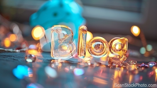 Image of Holo Glass Blog concept creative art poster.