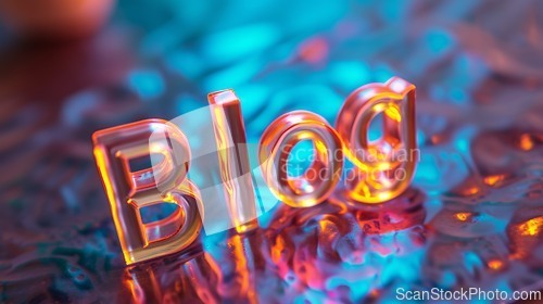 Image of Holo Glossy Surface Blog concept creative art poster.