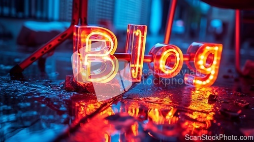 Image of Holo LED Blog concept creative art poster.