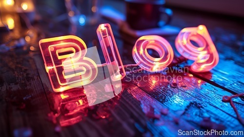 Image of Holo LED Blog concept creative art poster.