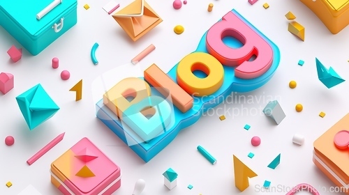 Image of The word Blog created in Isometric Design.