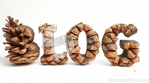 Image of The word Blog created in Large Pinecone Letters.
