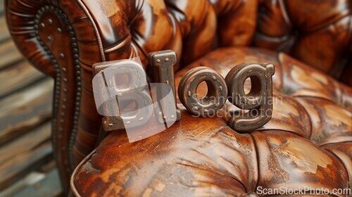 Image of Leather Blog concept creative art poster.