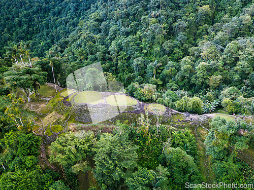Image of Ciudad Perdida, ancient ruins in Sierra Nevada mountains. Santa Marta, Colombia wilderness