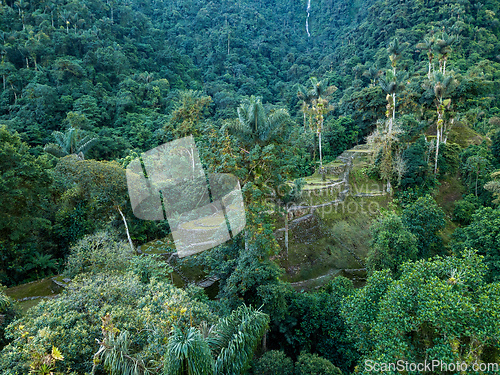 Image of Ciudad Perdida, ancient ruins in Sierra Nevada mountains. Santa Marta, Colombia wilderness