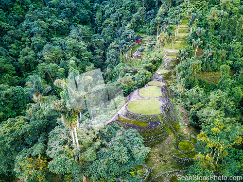 Image of Ciudad Perdida, ancient ruins in Sierra Nevada mountains. Santa Marta, Colombia wilderness