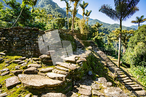 Image of Ciudad Perdida, ancient ruins in Sierra Nevada mountains. Santa Marta, Colombia wilderness