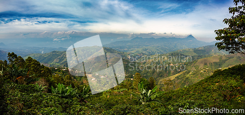 Image of Idyllic countryside with rolling hills near Santa Barbara, Antioquia department, Colombia